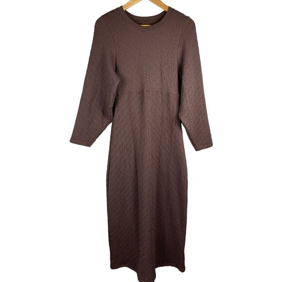 Free People Gabby Boho Textured Seamless Midi Dress in Coconut Shell Size Medium - Picture 5 of 11